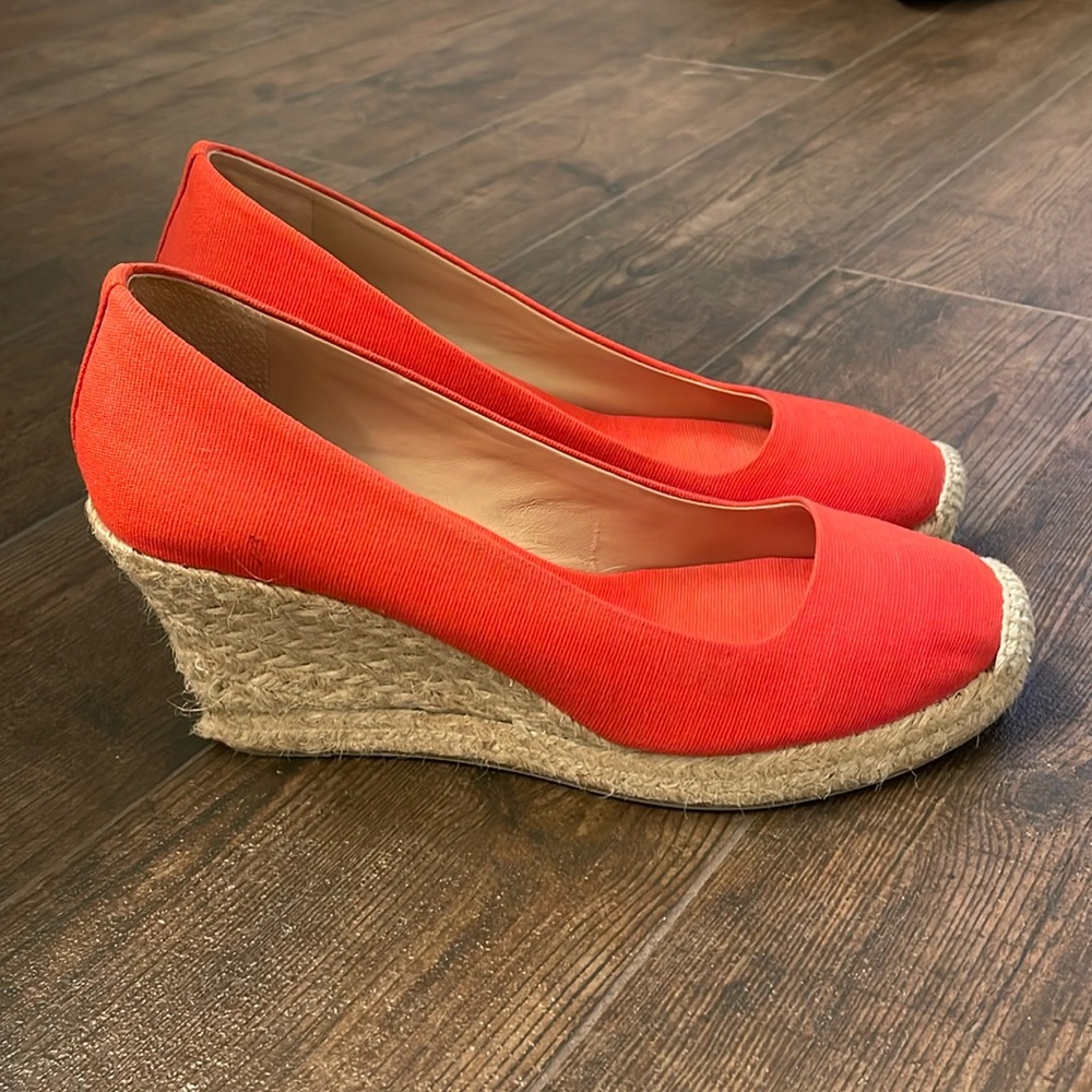 J Crew orange espadrilles, size 10.